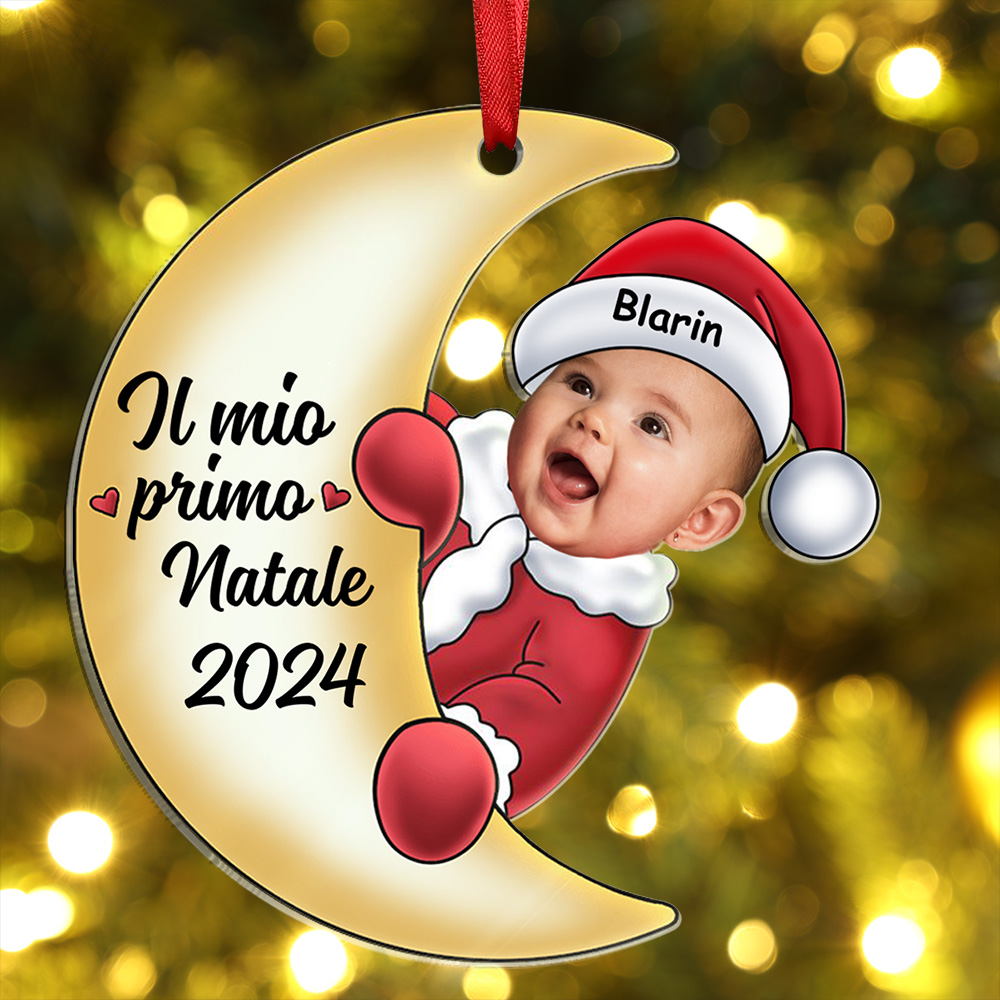 Ornamento di Natale a Forma di Luna Personalizzato per il Primo Natale del Bambino | Jessemade - Regalo di Natale per la famiglia