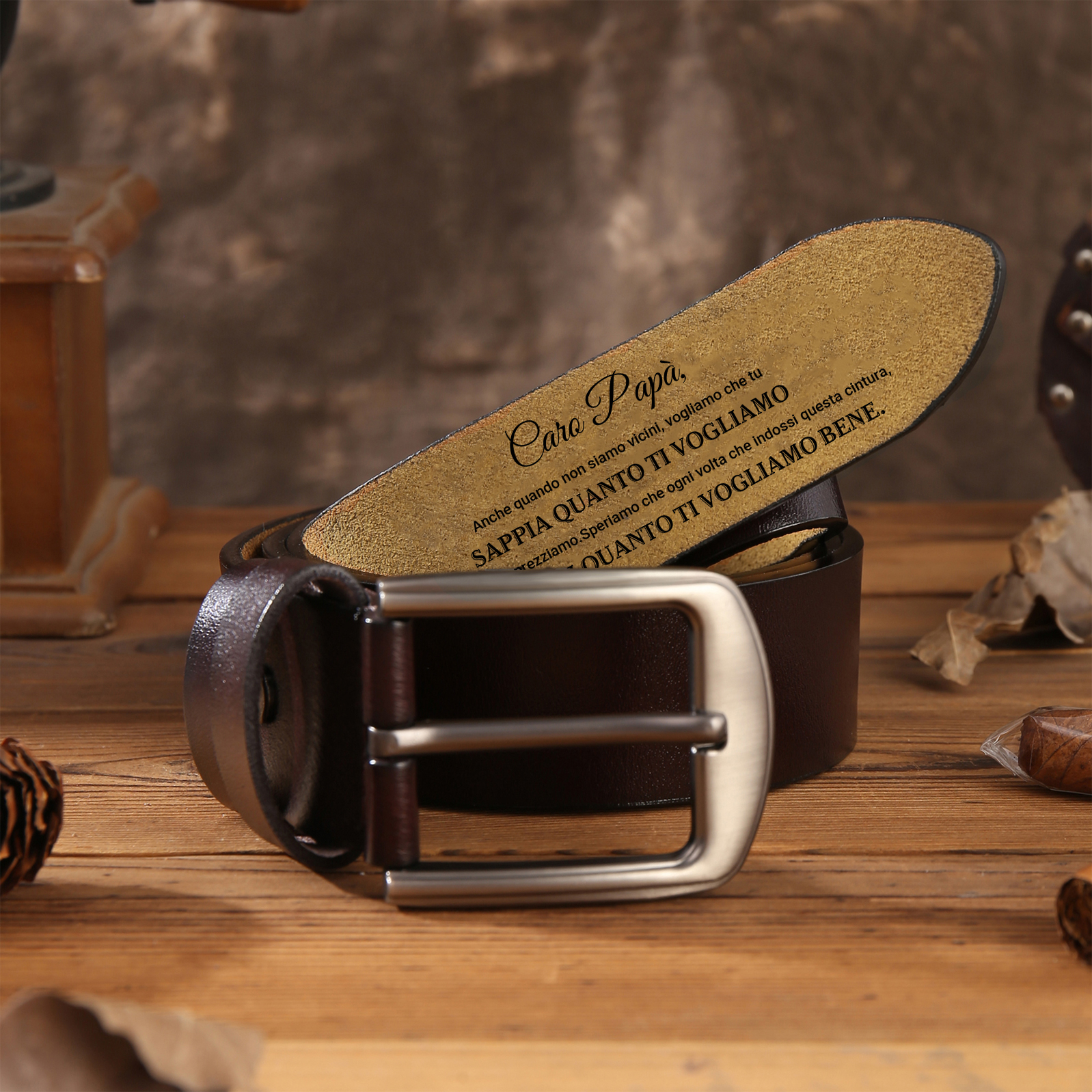 Cintura Uomo Personalizzata in Pelle – Incisione di Nome & Testo – Regalo Speciale per Papà | Jessemade