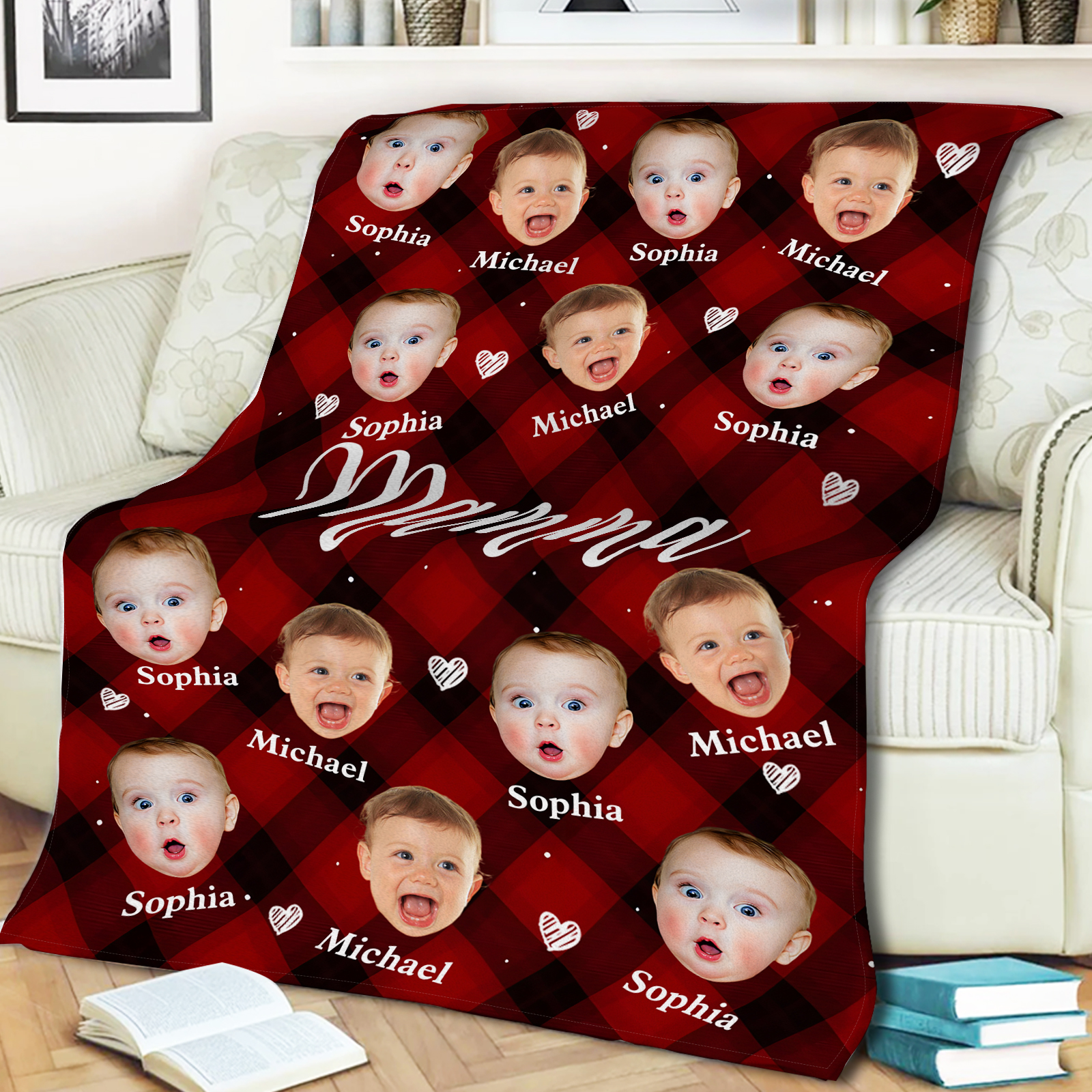 Coperta Personalizzata con Volti e Nomi dei Tuoi Bimbi – Il Regalo Più Dolce per una Mamma Speciale | Jessemade