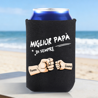 Koozie con pugno a saluto “Miglior Papà di Sempre” personalizzato