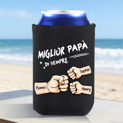 Koozie con pugno a saluto “Miglior Papà di Sempre” personalizzato