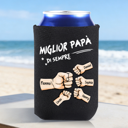 Koozie con pugno a saluto “Miglior Papà di Sempre” personalizzato