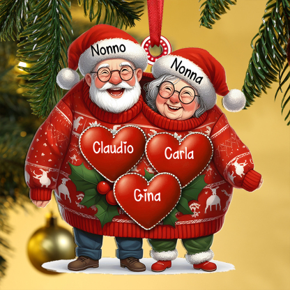 Pendente natalizio personalizzato – Regalo di Natale per la famiglia con 3-8 nomi personalizzati per nonno e nonna | Jessemade