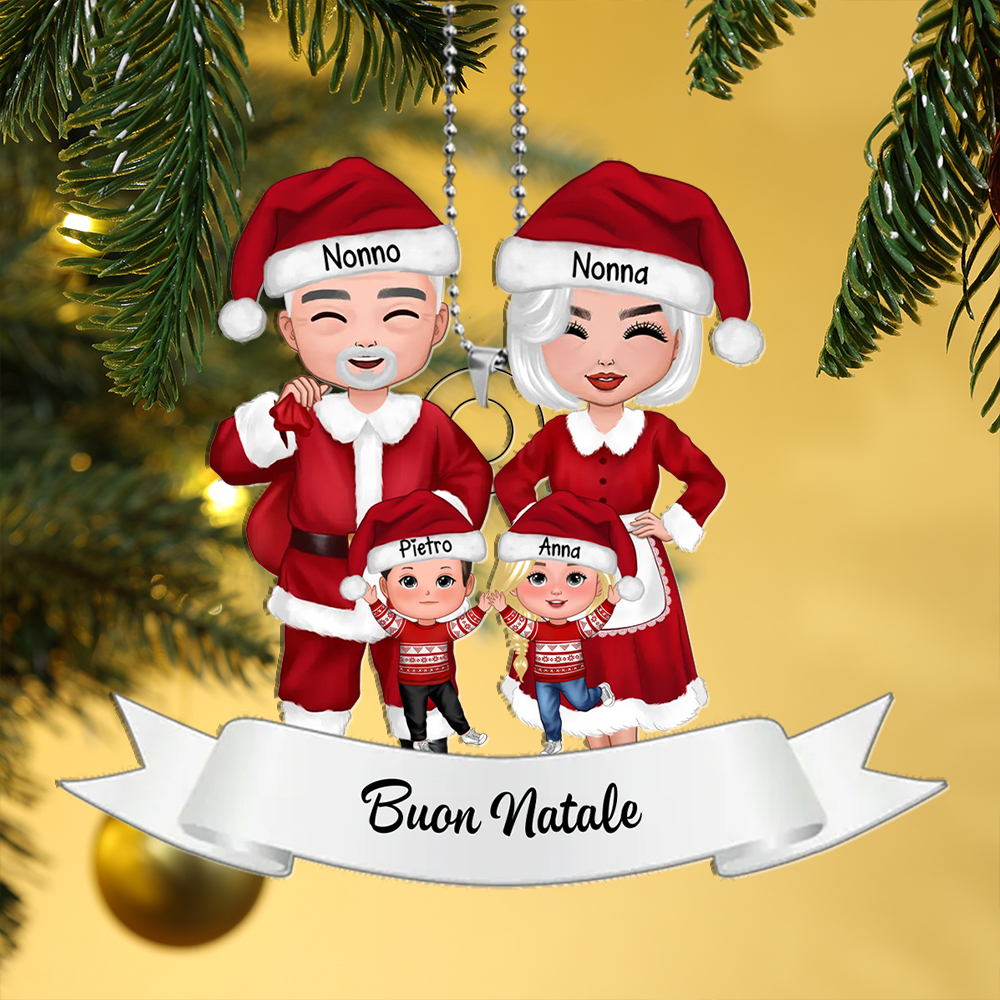 Pendente natalizio personalizzato - Regalo di Natale personalizzato con 3-8 nomi per nonno e nonna | Jessemade