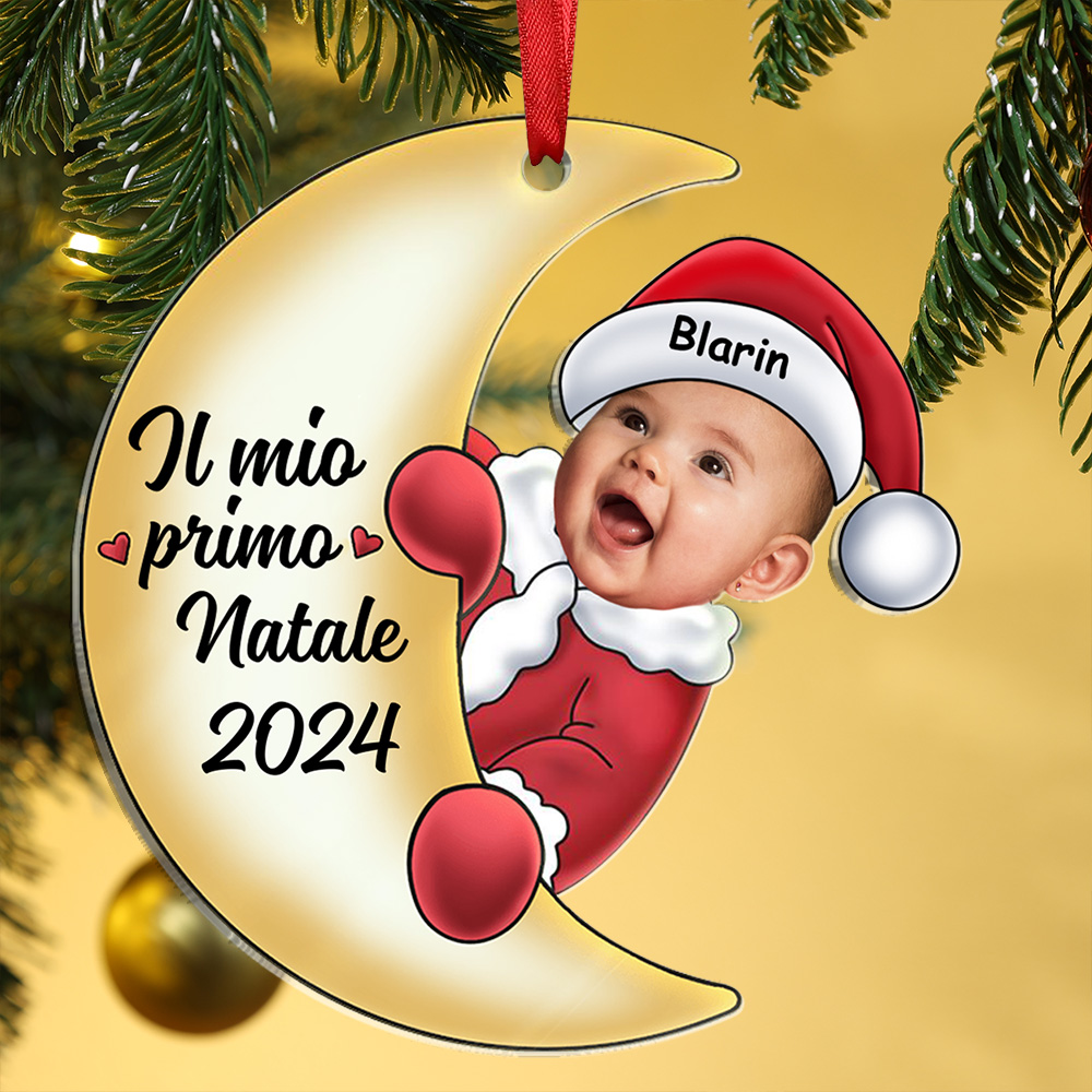 Ornamento di Natale a Forma di Luna Personalizzato per il Primo Natale del Bambino | Jessemade - Regalo di Natale per la famiglia