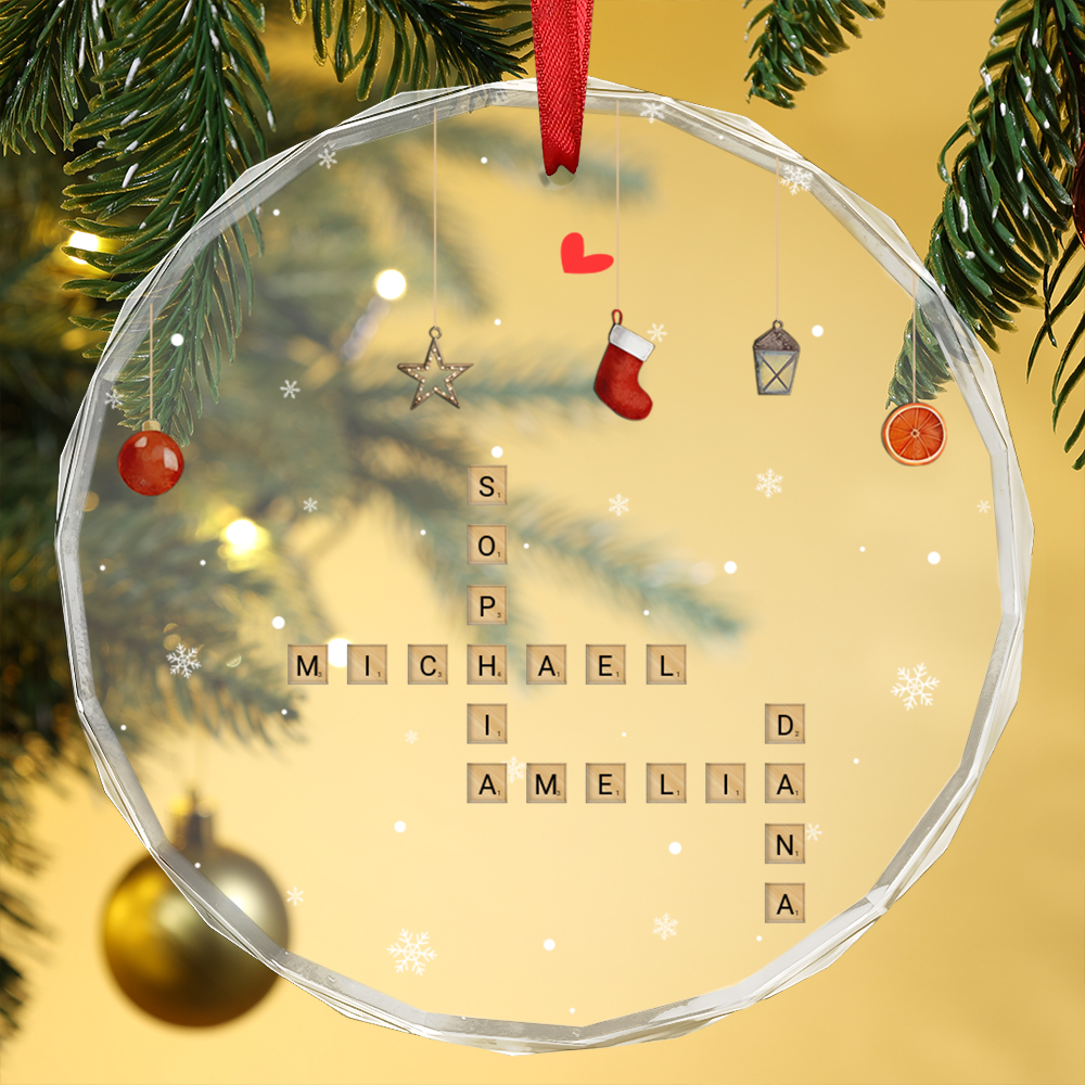 Decorazione Personalizzata con Nomi e Testi - Puzzle Scrabble Natalizio, Regalo di Natale per Famiglia | Jessemade