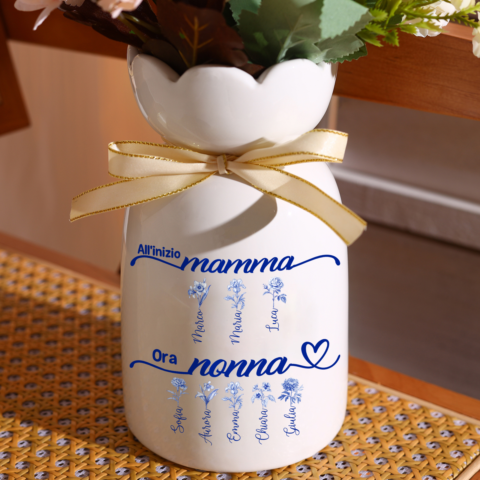 1-16 nomi e fiori personalizzati - Prima mamma, ora nonna - Vaso di famiglia, regalo per mamma/nonna | Jessemade