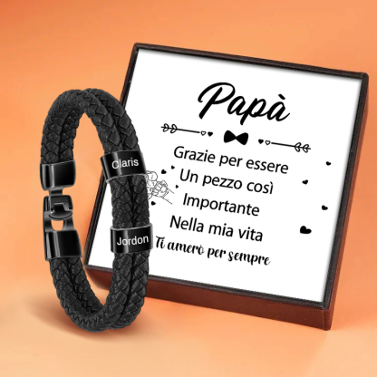 Braccialetto in pelle intrecciata 2 perline Braccialetto maschile con nome personalizzato | Jessemade