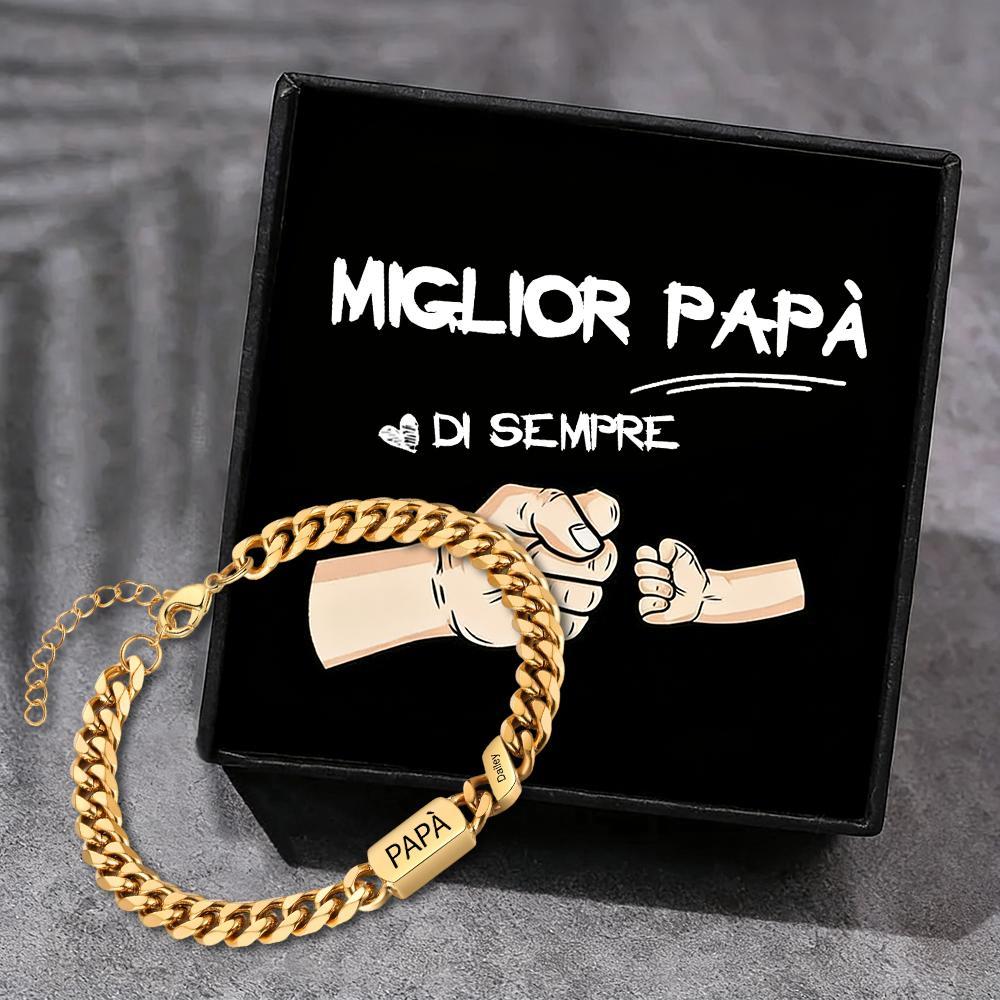 Bracciale da uomo personalizzato in stile maglia cubana per papà