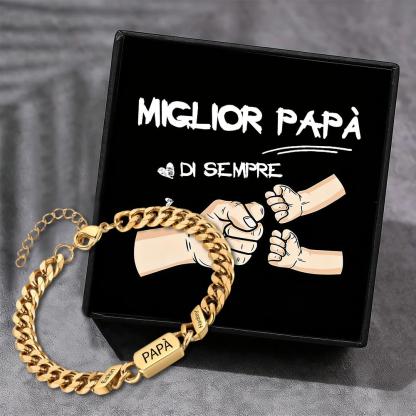 Bracciale da uomo personalizzato in stile maglia cubana per papà