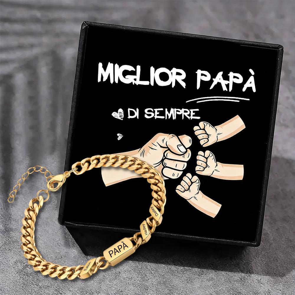 Bracciale da uomo personalizzato in stile maglia cubana per papà