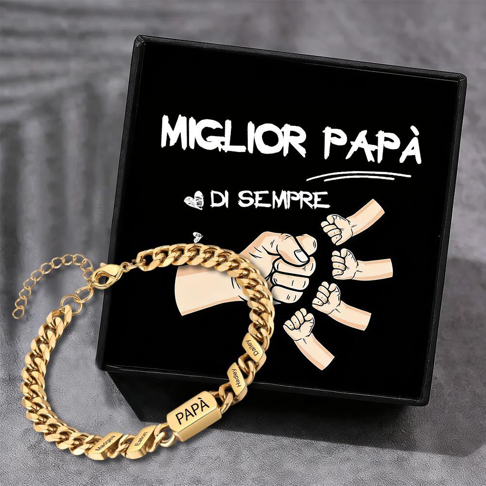 Bracciale da uomo personalizzato in stile maglia cubana per papà