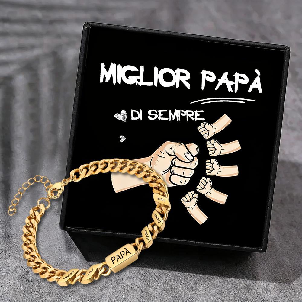 Bracciale da uomo personalizzato in stile maglia cubana per papà