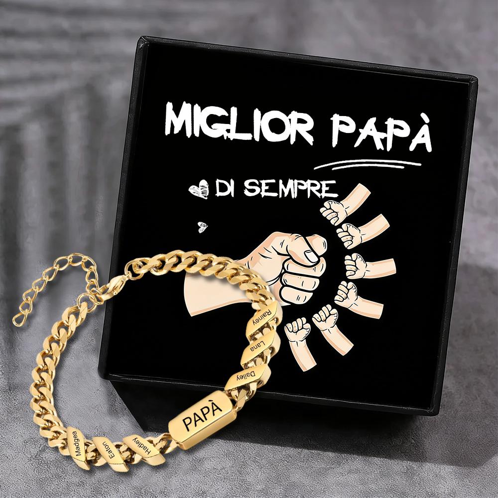 Bracciale da uomo personalizzato in stile maglia cubana per papà