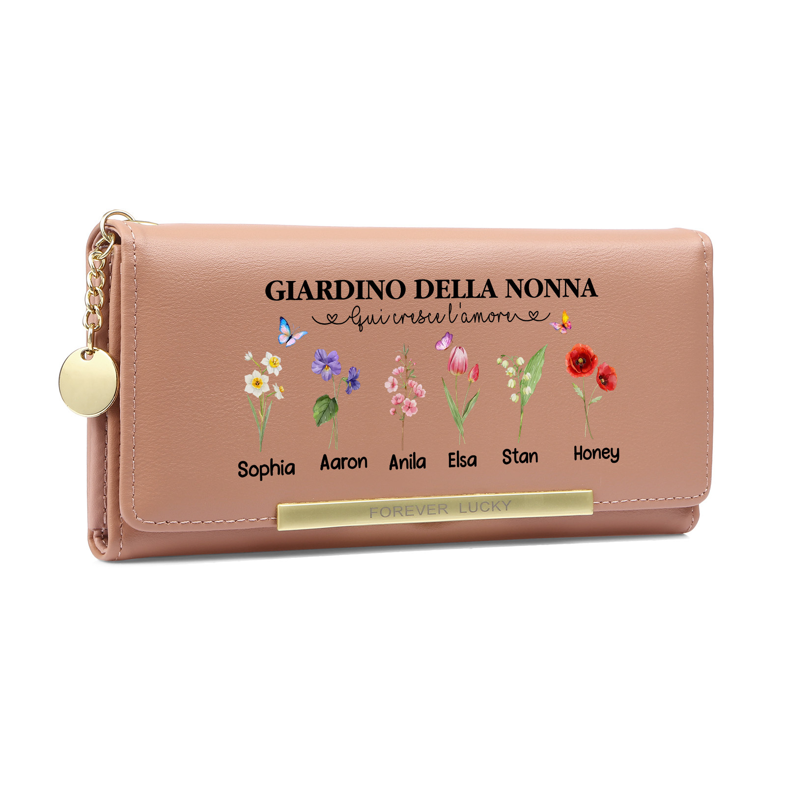 Portafoglio personalizzato per la nonna con fiori