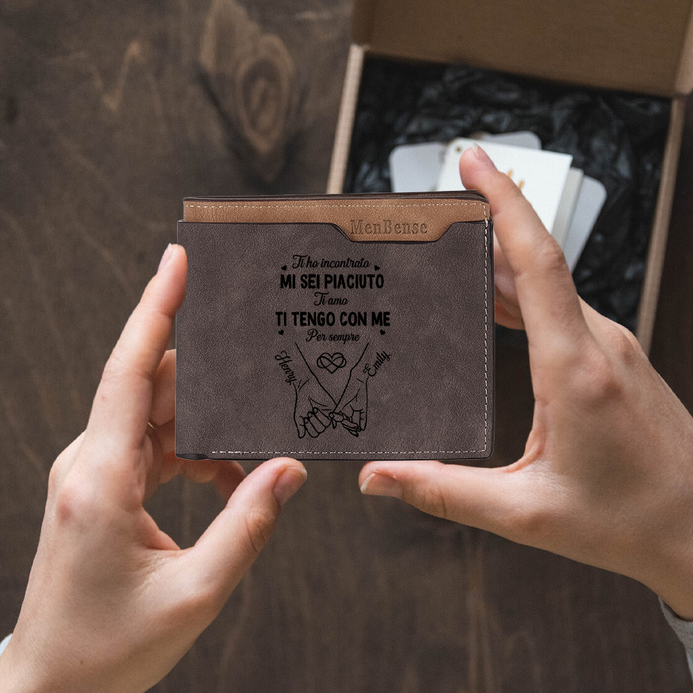 Portafoglio in pelle PU personalizzato con nome e calendario per uomo