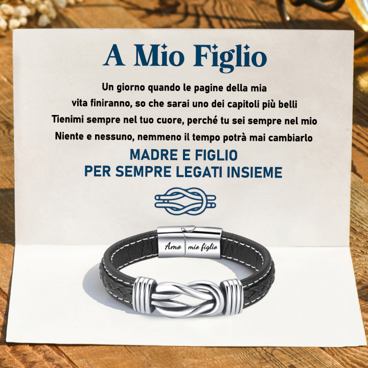 Bracciale confezionato con carta e scatola mamma e figlio legati sempre