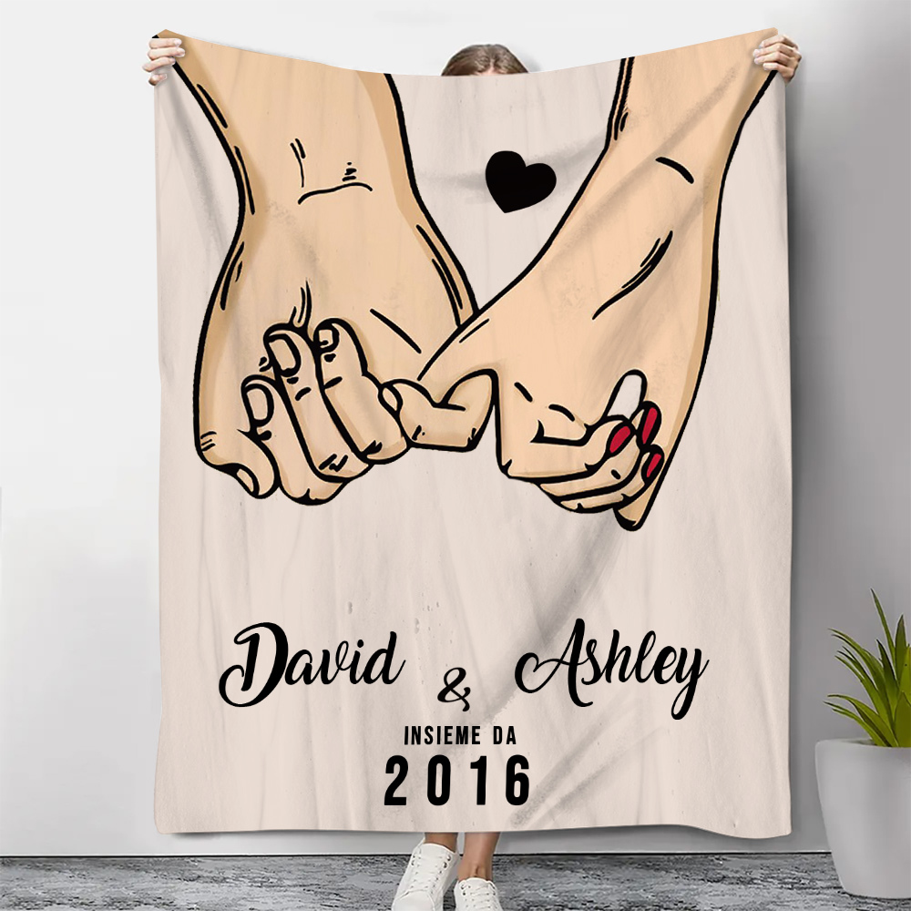 Due persone  Insieme da 2016-Coperta per coppia 2 nomi & data personalizzabili