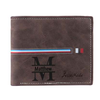 Portafoglio in PU pelle da uomo 1 nome 1 lettera e 1 foto personalizzabili regalo per uomo