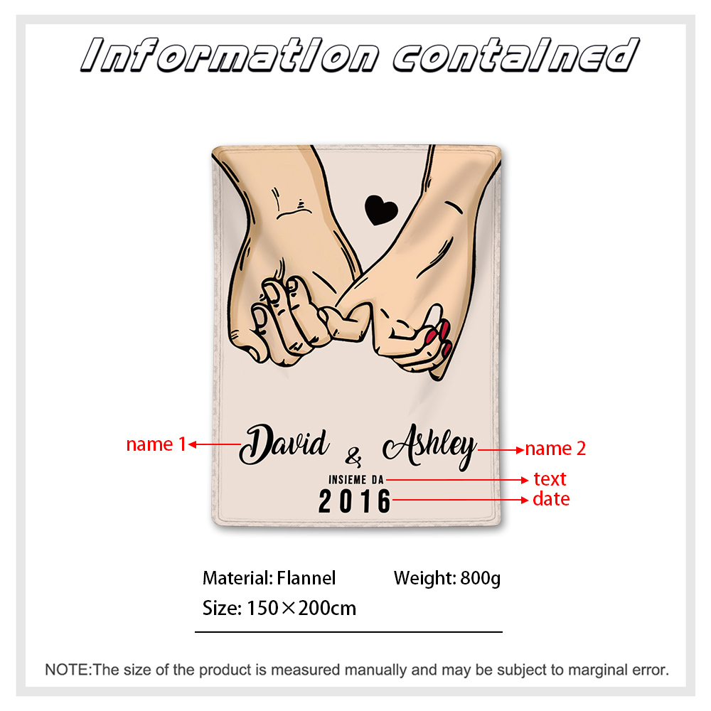 Due persone  Insieme da 2016-Coperta per coppia 2 nomi & data personalizzabili