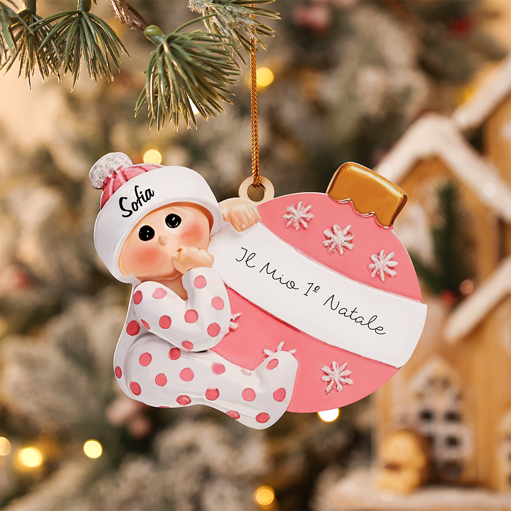IL MIO 1º NATALE-Ciondolo natalizio per bambino bambina neo nascita nome e data personalizzabile