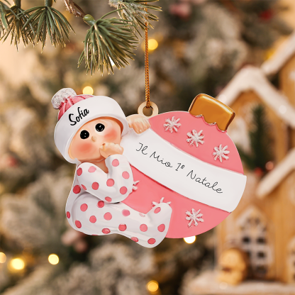 IL MIO 1º NATALE-Ciondolo natalizio per bambino bambina neo nascita nome e data personalizzabile