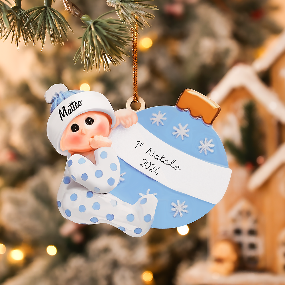IL MIO 1º NATALE-Ciondolo natalizio per bambino bambina neo nascita nome e data personalizzabile