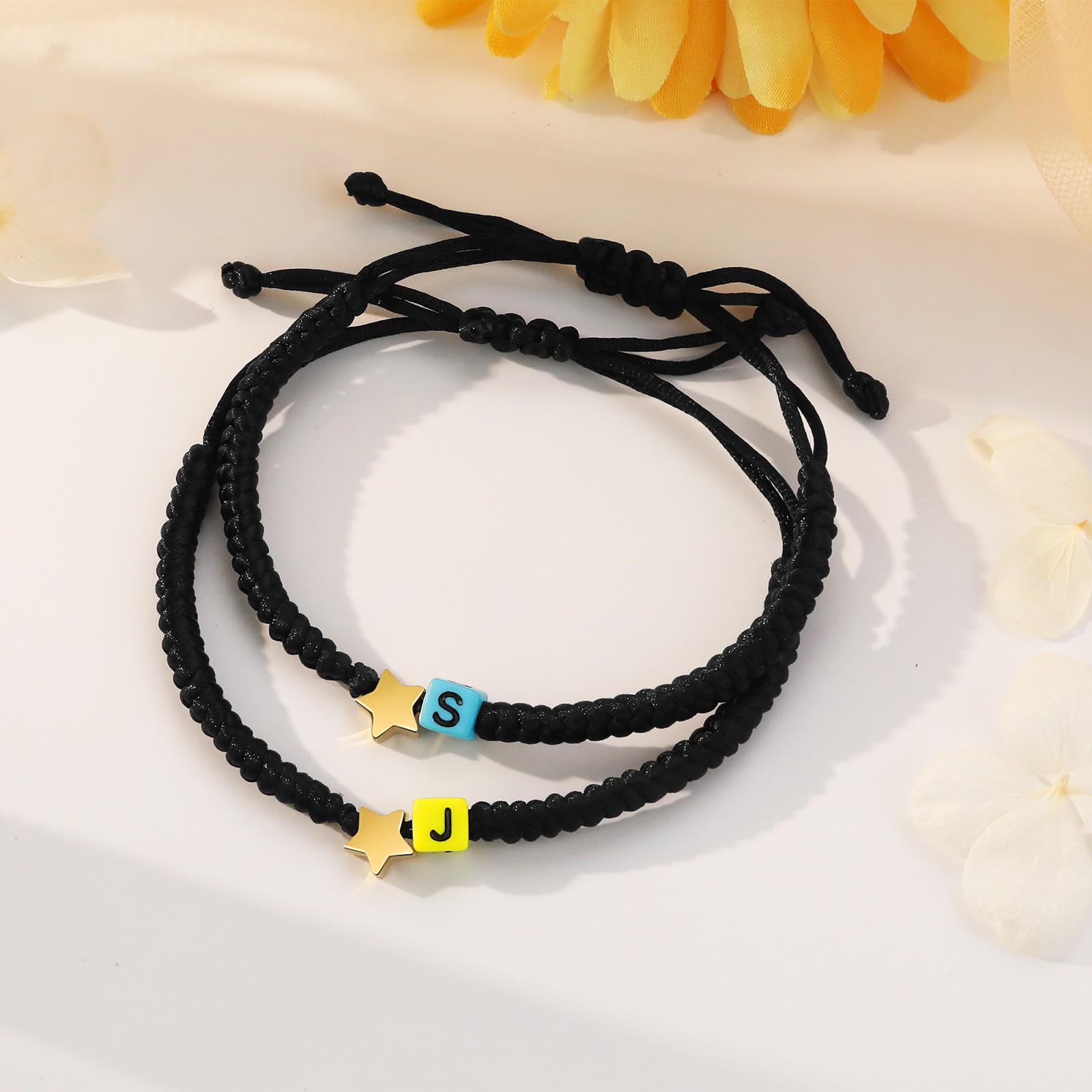 2PCS Braccialetto con perline di 2 lettere personalizzato regalo per scuola