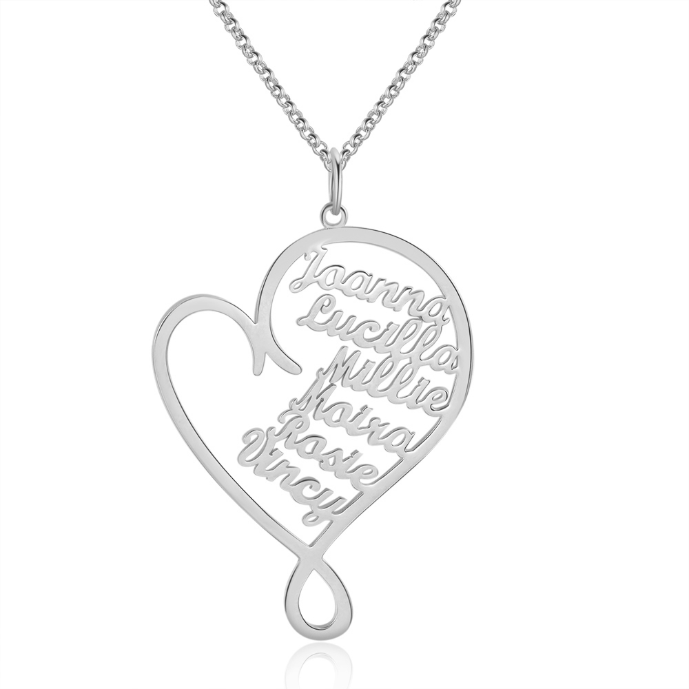 Nome Collana cuore 6 nomi personalizzato regalo per donna