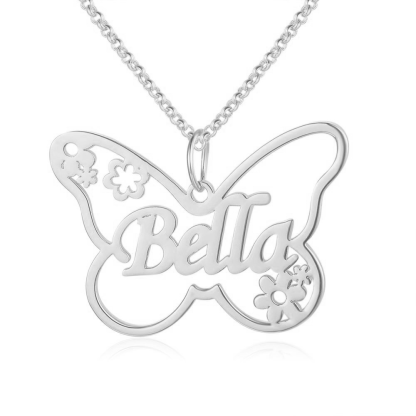 Collana di rame con nome personalizzato ciondolo farfalla