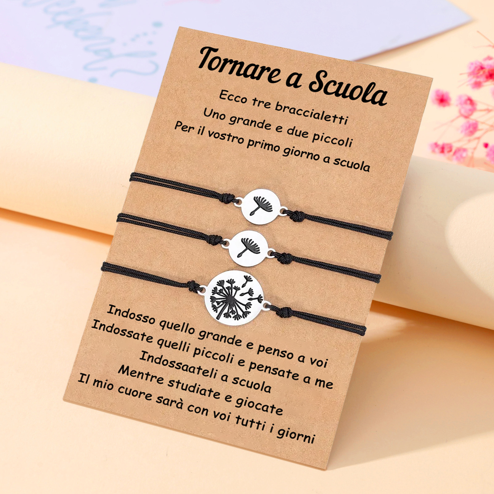Tarassaco Tornare a Scuola braccialetti gruppi mamma e figli