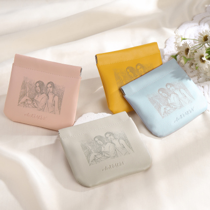 Portamonete in PU pelle con 1 foto personalizzata per donna