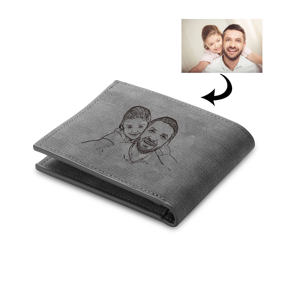 Portafoglio da uomo con 1 nome e 1 foto di linea personalizzabili regalo per uomo | Jessemade
