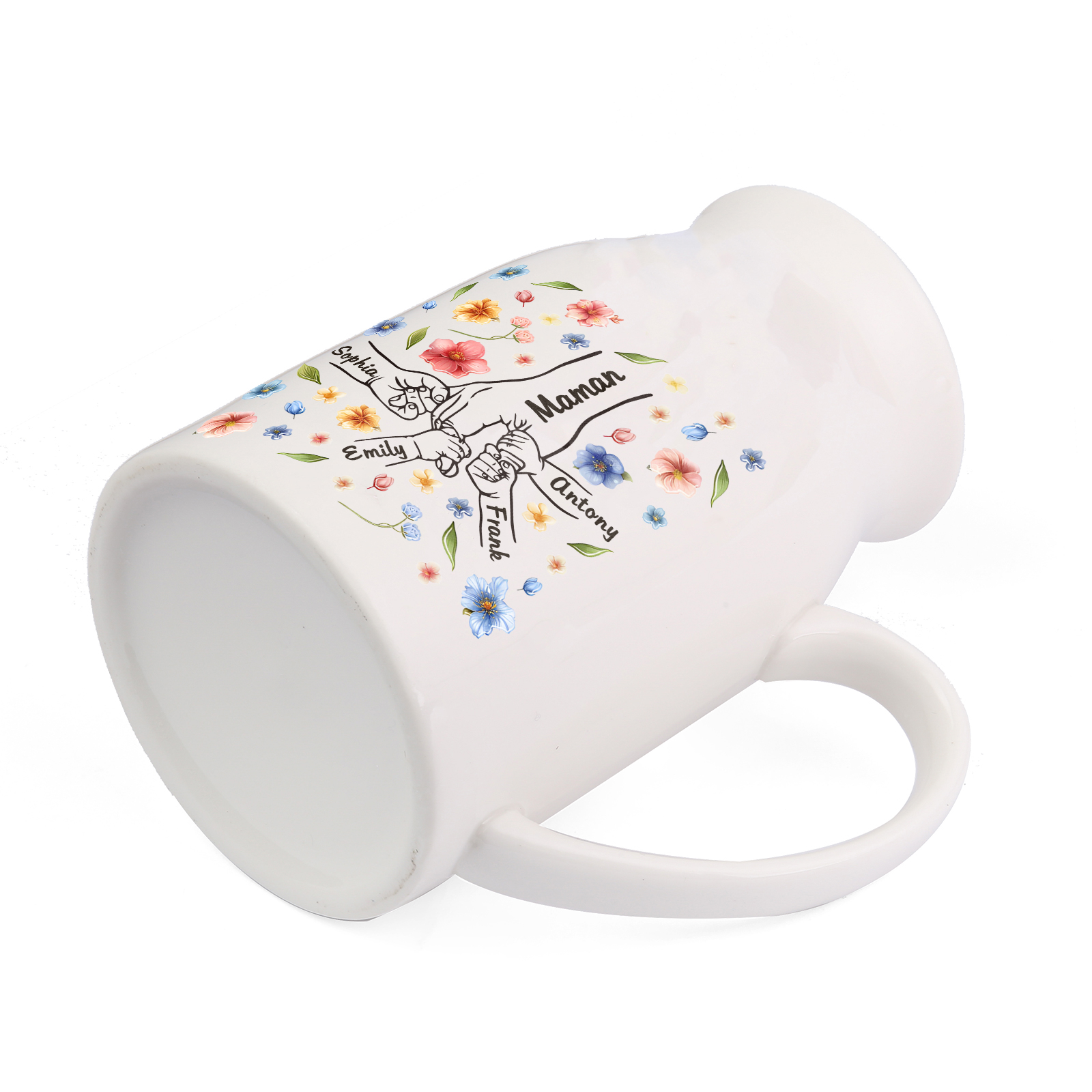 Vaso di ceramica con mano nella mano 5 nomi personalizzati per nonna/mamma