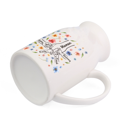 Vaso di ceramica con mano nella mano 5 nomi personalizzati per nonna/mamma