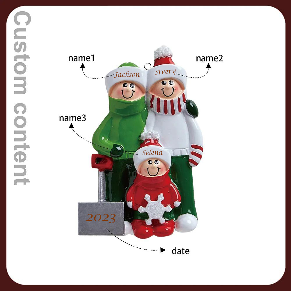 Bianco Natale mille candele... Ornamenti familiari ciondolo per albero di Natale 3 nomi personalizzati