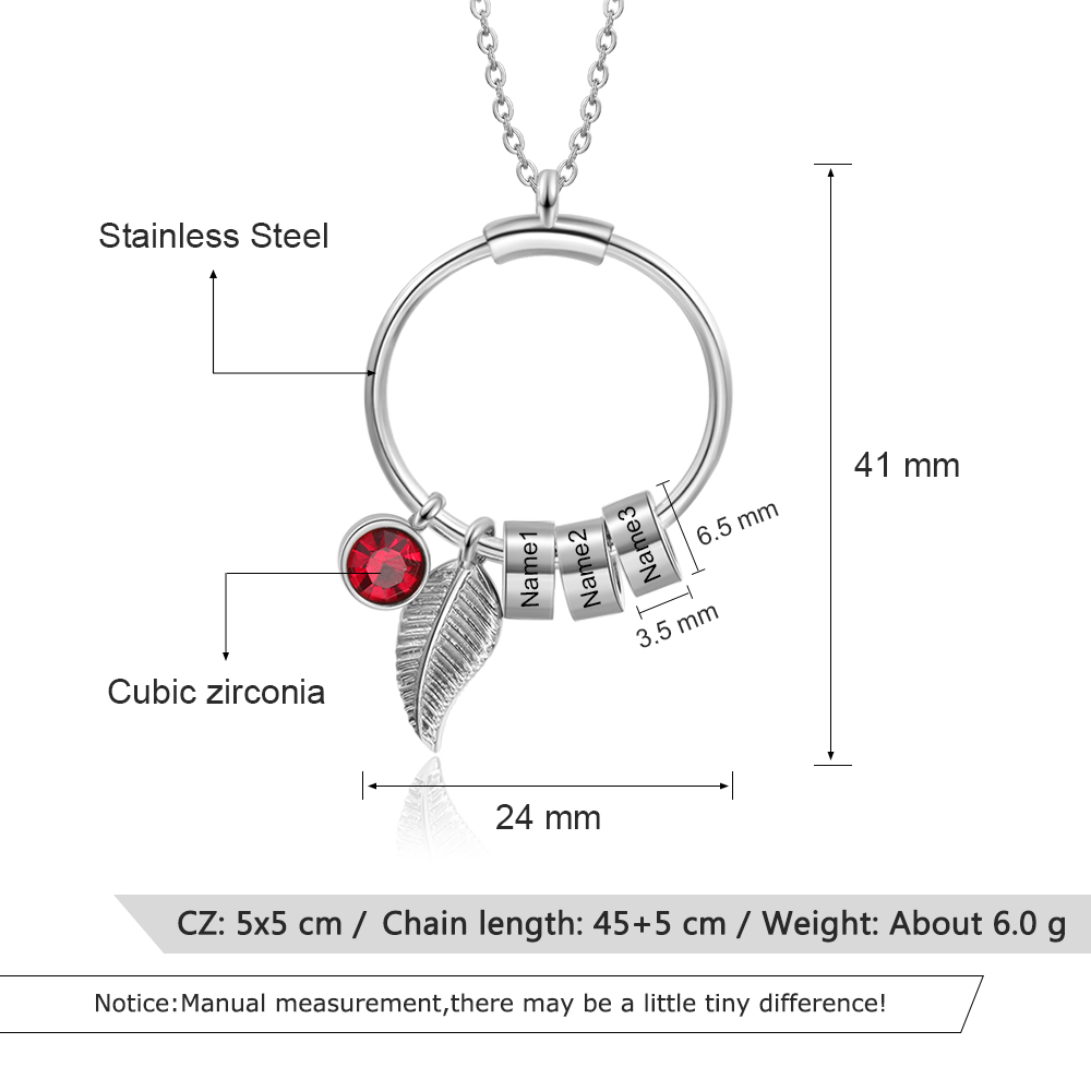 Collana con ciondolo 3 cerchi e pietra di nascita