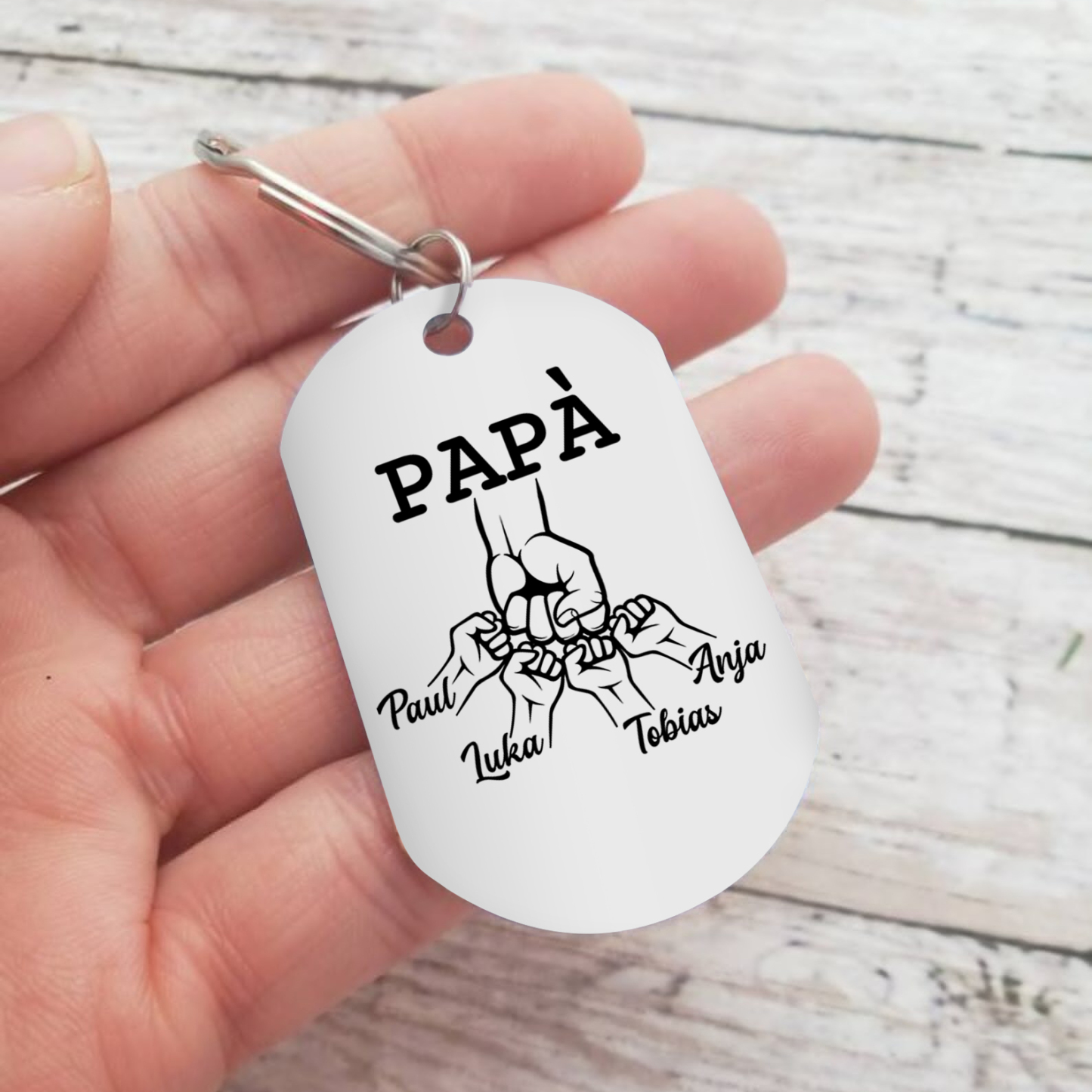 Non dimenticare mai che ti amo-Pugno a pugno Portachiavi 4 nomi regalo per papà
