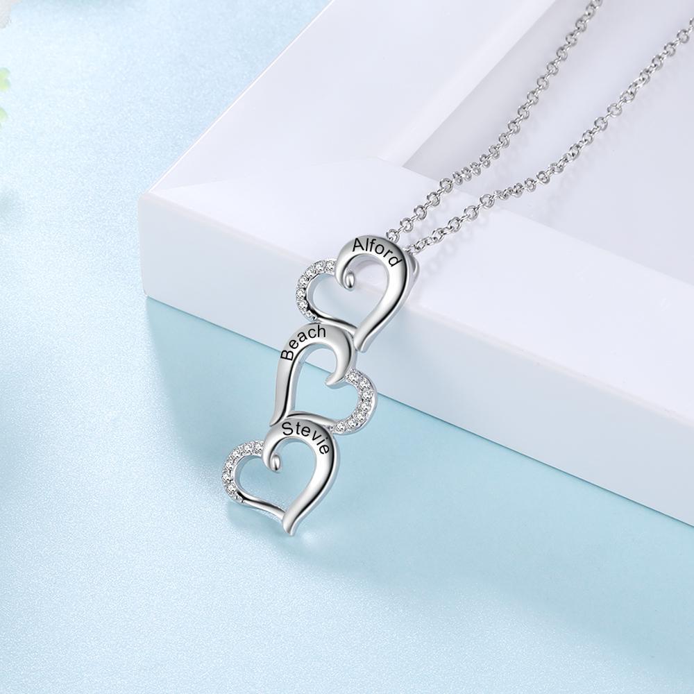 Collana con Nome Personalizzato Ciondolo 3 cuori in argento 925
