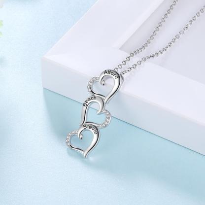 Collana con Nome Personalizzato Ciondolo 3 cuori in argento 925