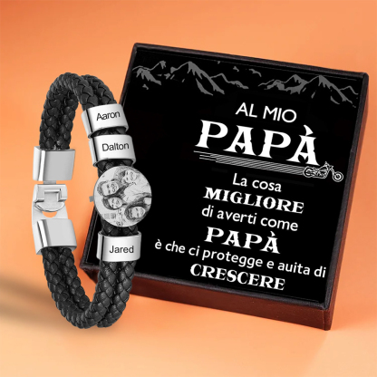 Bracciale Uomo Personalizzato con Foto e 3 Nomi – Regalo Elegante e Sentimentale per Papà e Lui | Jessemade
