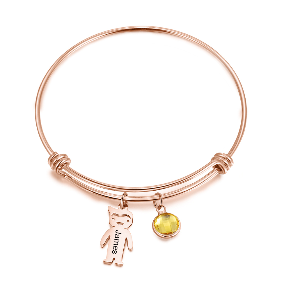 Bracciale regolabile Jessemade con 1 ciondolo per bambino e 1 pietra di nascita