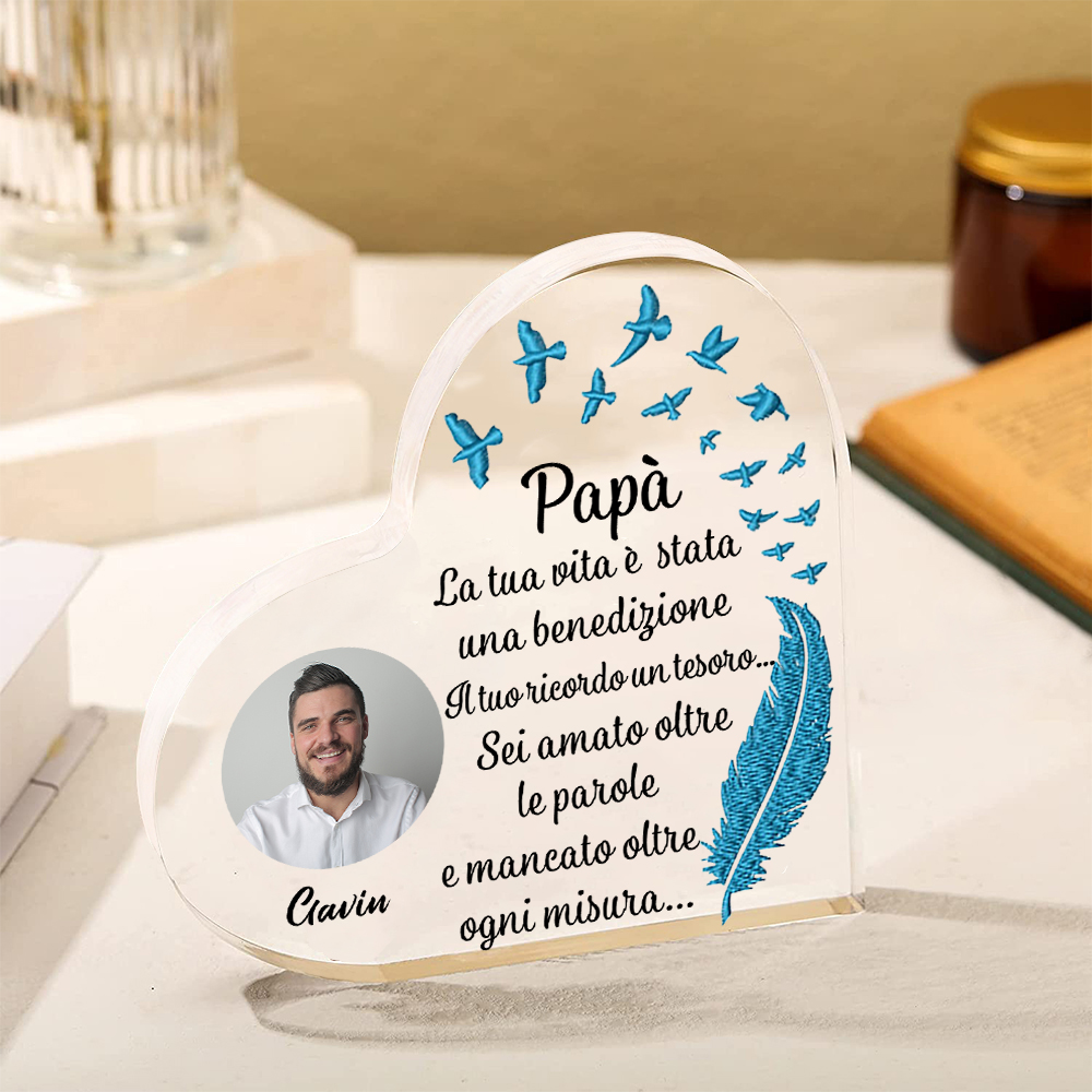 Per Papà-Decorazione acrilica commemorativa 1 nome e foto personalizzabile