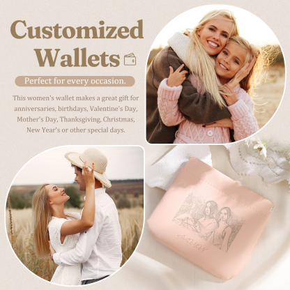 Portamonete in PU pelle con 1 foto personalizzata per donna