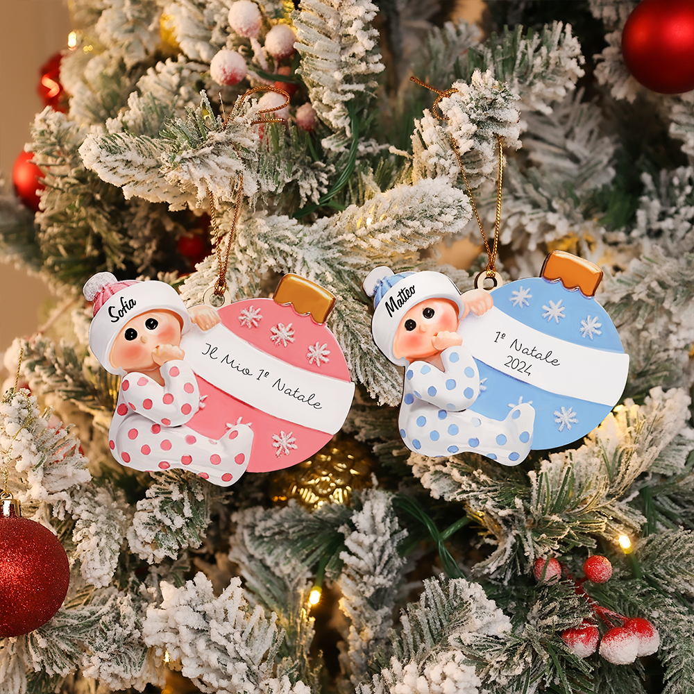 IL MIO 1º NATALE-Ciondolo natalizio per bambino bambina neo nascita nome e data personalizzabile