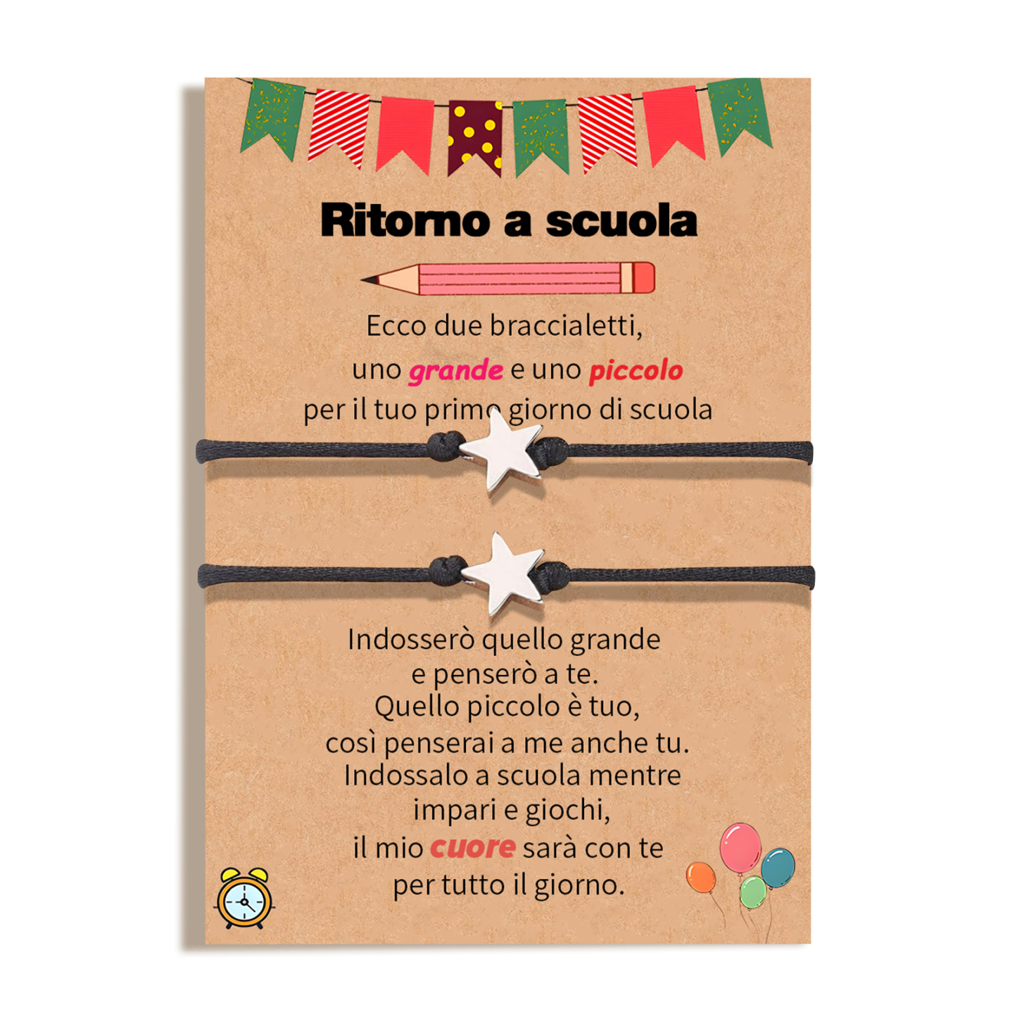 2PCS Braccialetto stella regorabile regalo per bambina con carta