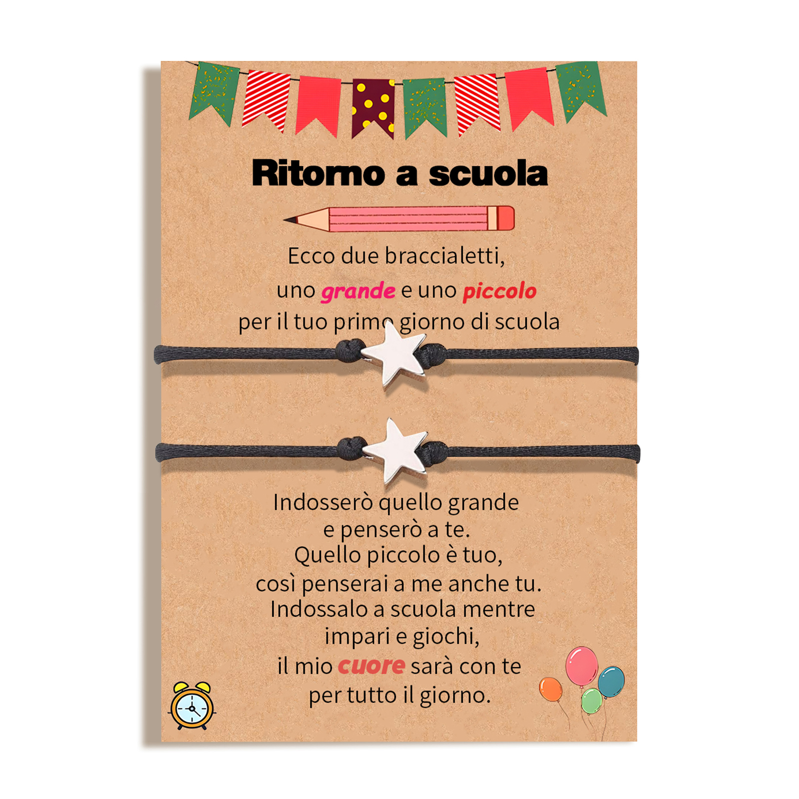 2PCS Braccialetto stella regorabile regalo per bambina con carta