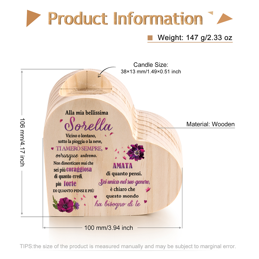Candelieri in legno per mia sorella dell'anima regalo di famiglia