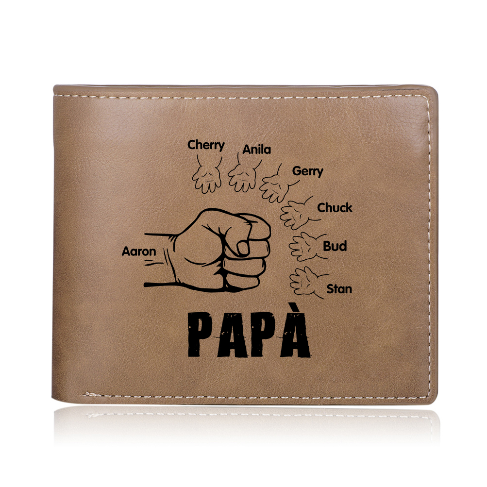Portafoglio in Pelle PU pugno mano regalo per papà personalizzati 7 nomi