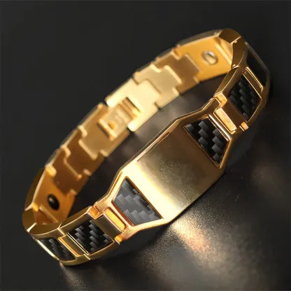 Braccialetto da uomo magnetico in acciaio titanio 1 nome personalizzato per papà marito nonno 